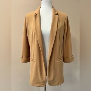 Maurices Open Front Blazer Tan Crepe Business Casual NWT Women’s Large (14)